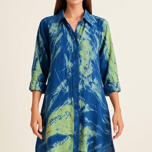 Roberta Roller Rabbit Blue & Lime Tie-Dye Tunic Dress‎